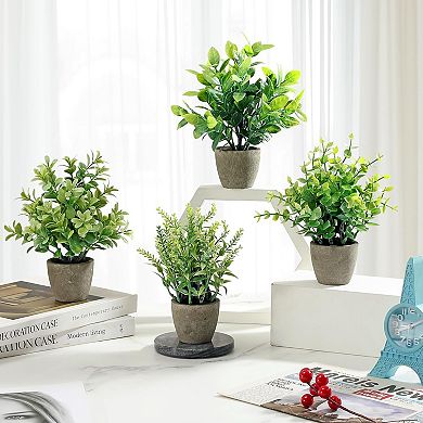 4 Pack Fake Plants Ceramic Mini Artificial Greenery Potted Plants for Home Decor Office Decor Room