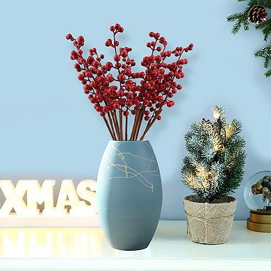 12 Pack Artificial Red Berry Stems Branches, Fake Burgundy Berry Picks Holly Berries for Christmas