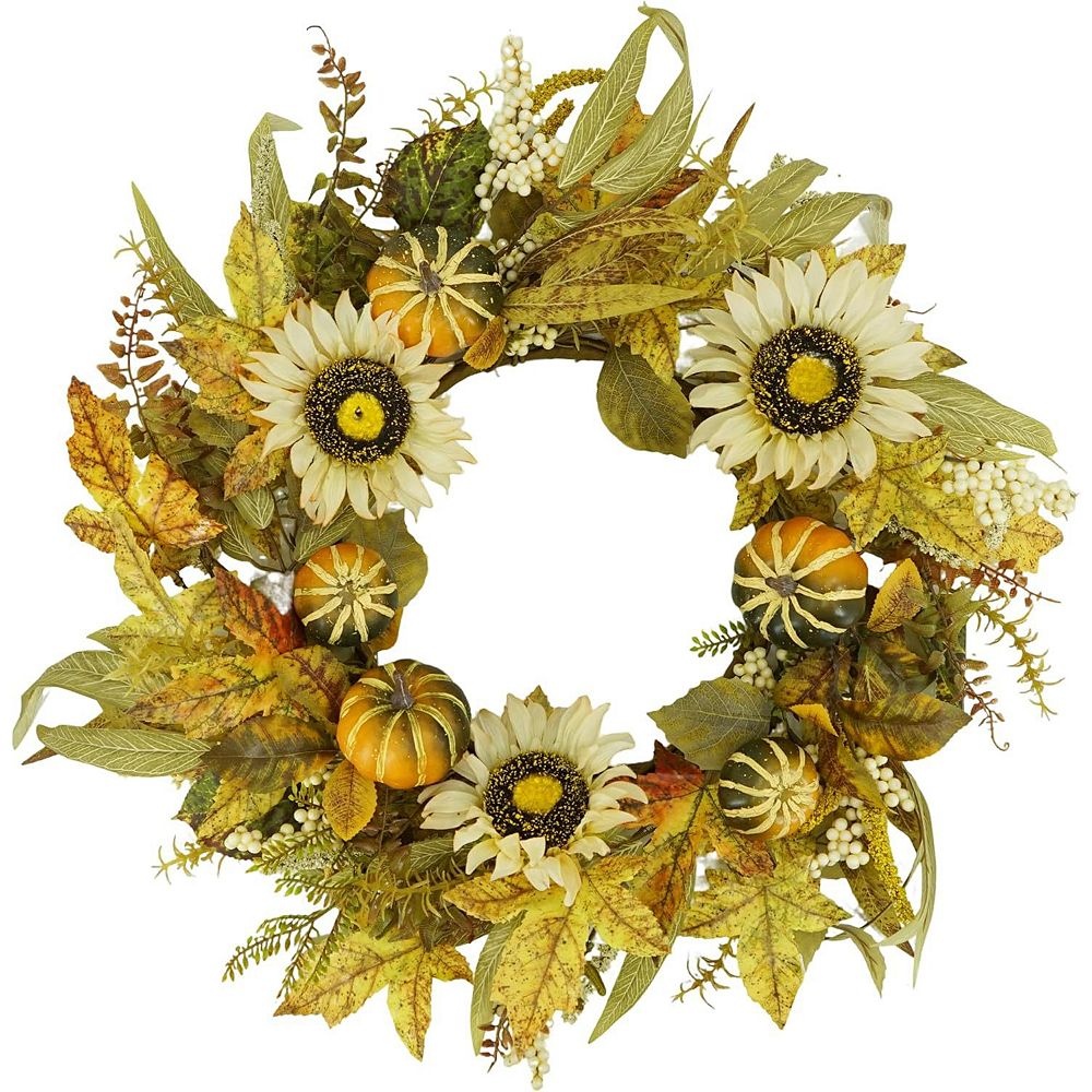 18" Fall Wreaths for Front Door, Artificial Autumn Wreath with ...