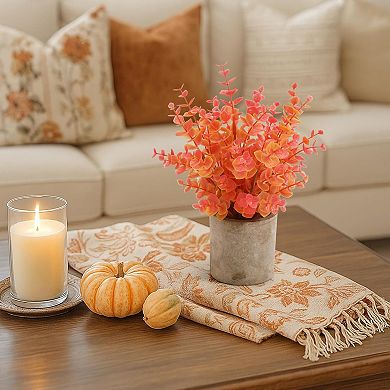 2 Pack Fall Small Fake Plants Eucalyptus Potted Artificial Plants Fall Decorations for Home