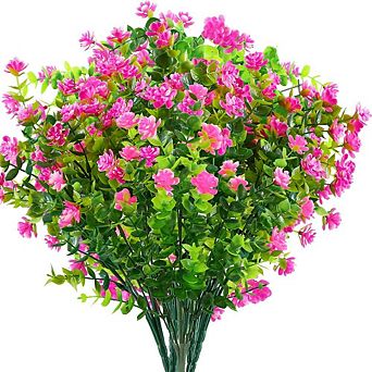 10 pc Artificial Eucalyptus Plants,Fake Boxwood Shrubs UV Resistant No Fade Faux Plastic