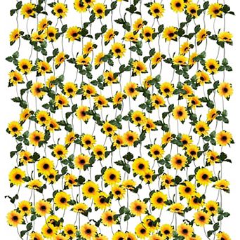 10 Pack Artificial Sunflower Garland, 8.2ft/Pcs Silk Sunflowers with Green Leaves, Flowers