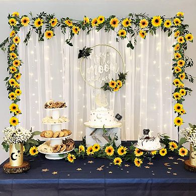 10 Pack Artificial Sunflower Garland, 8.2ft/Pcs Silk Sunflowers with Green Leaves, Flowers