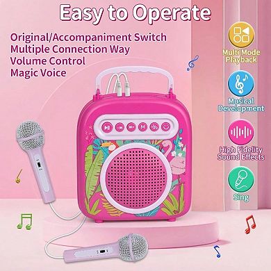 Karaoke with 2 Microphones Karaoke Toys Age 6 - 8 Karaoke 3 - 5 Pink Birthday Toys 4 - 10 Karaoke Sp