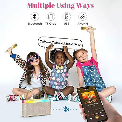 Kids Karaoke Machine with DSP Chip, Dual Speakers, 4 Modes, Bluetooth, TF, USB, AUX