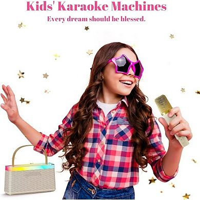Kids Karaoke Machine with DSP Chip, Dual Speakers, 4 Modes, Bluetooth, TF, USB, AUX