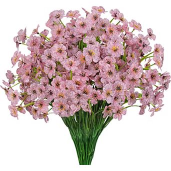 15 Bundles Artificial Flowers UV Resistant Outdoor Plants No Fade Faux Plastic Shrubs Fake Silk