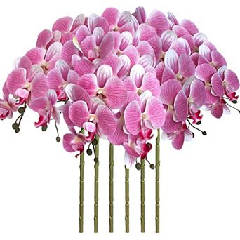 32 Inch Artificial Phalaenopsis Flowers 6 pc Artificial Orchid Flowers Stem Plants for Home