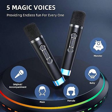 2025 Upgrade Karaoke, Portable Speaker with 2 Wireless Microphones Adults with Lights, Karaoke All S