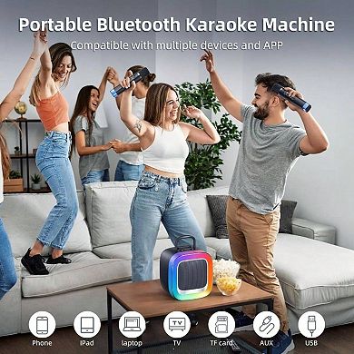 2025 Upgrade Karaoke, Portable Speaker with 2 Wireless Microphones Adults with Lights, Karaoke All S