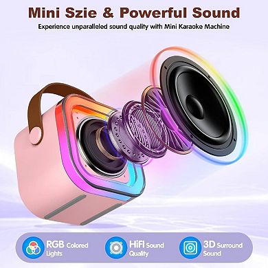 HIFI Audio Mini Karaoke with 6 Colorful Lights for Kids - 8 Hour Playback