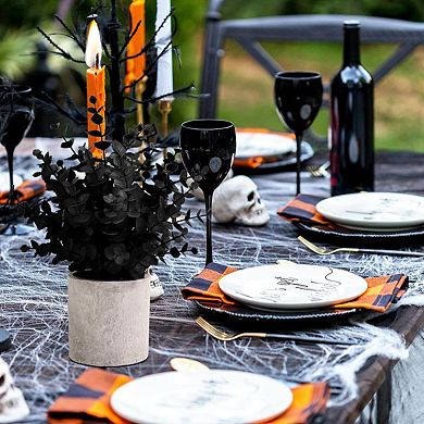 2 Pack Black Fake Eucalyptus Small Fake Plants Potted Artificial Plants for Halloween