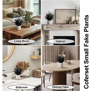 2 Pack Black Fake Eucalyptus Small Fake Plants Potted Artificial Plants for Halloween