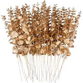 36 pc Gold Eucalyptus Stems Artificial Leaves Faux Eucalyptus Stems Branches 15 inch for Wedding