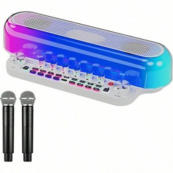 Audio Mixer Karaoke, Karaoke with Speaker 2 Wireless Microphones Adults, Audio Interface Sound Board