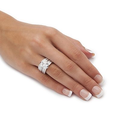PalmBeach Jewelry 5.84 TCW Cubic Zirconia 2-Piece Platinum-plated Sterling Silver Bridal Ring Set