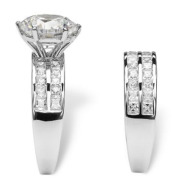PalmBeach Jewelry 5.84 TCW Cubic Zirconia 2-Piece Platinum-plated Sterling Silver Bridal Ring Set