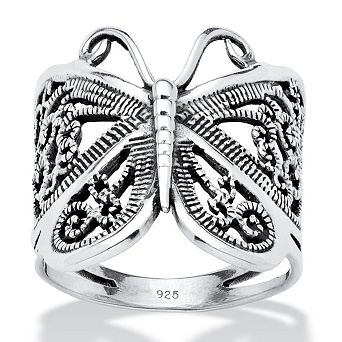 PalmBeach Jewelry Filigree .925 Sterling Silver Butterfly Wrap Ring