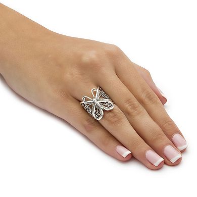PalmBeach Jewelry Filigree .925 Sterling Silver Butterfly Wrap Ring
