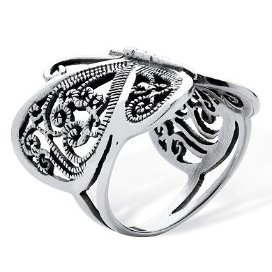 PalmBeach Jewelry Filigree .925 Sterling Silver Butterfly Wrap Ring