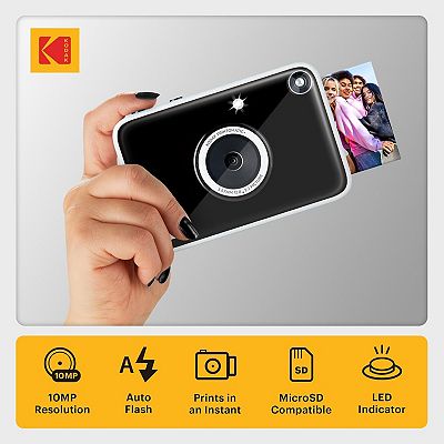 KODAK Printomatic+ Instant Camera Bundle with Blue Case & 20-Pack
