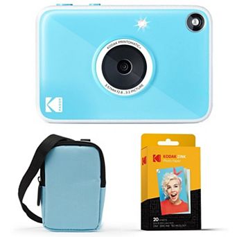 KODAK Printomatic+ Instant Camera Bundle with Blue Case & 20-Pack Zink Photo Paper