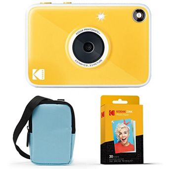 KODAK Printomatic+ Instant Camera Bundle with Blue Case & 20-Pack Zink Photo Paper