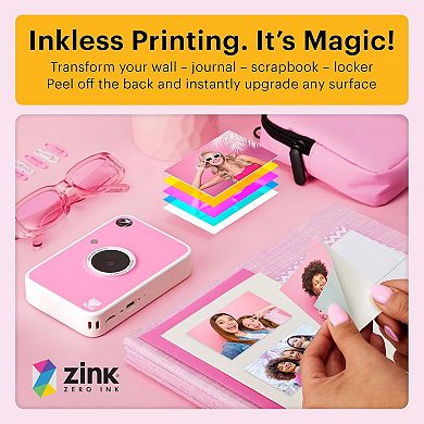 KODAK Printomatic+ Instant Camera Bundle with Pink Case & 20-Pack Zink Photo Paper