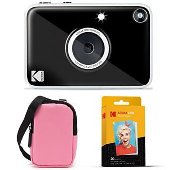 KODAK Printomatic+ Instant Camera Bundle with Pink Case & 20-Pack Zink Photo Paper