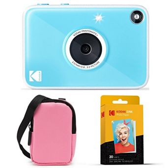 KODAK Printomatic+ Instant Camera Bundle with Pink Case & 20-Pack Zink Photo Paper