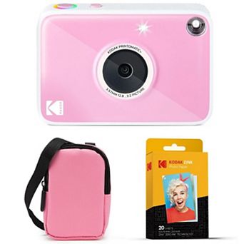 KODAK Printomatic+ Instant Camera Bundle with Pink Case & 20-Pack Zink Photo Paper