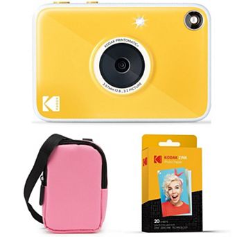 KODAK Printomatic+ Instant Camera Bundle with Pink Case & 20-Pack Zink Photo Paper