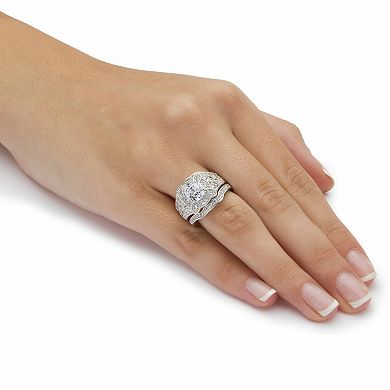 PalmBeach Jewelry 2.22 TCW CZ 3-Piece Bridal Set in Platinum-plated Sterling Silver