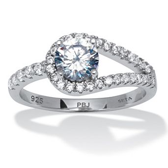 PalmBeach Jewelry 1.32 TCW Round Cubic Zirconia Sterling Silver Lariat Ring