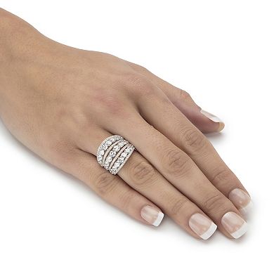 PalmBeach Jewelry 5.23 Cttw. .925 Sterling Silver Round Cubic Zirconia Openwork Dome Cocktail Ring