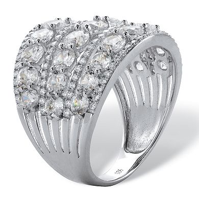 PalmBeach Jewelry 5.23 Cttw. .925 Sterling Silver Round Cubic Zirconia Openwork Dome Cocktail Ring