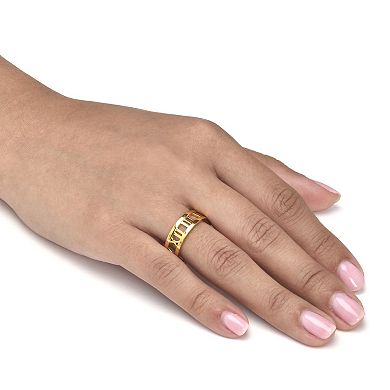 PalmBeach Jewelry Roman Numeral Gold Ion-Plated Stainless Steel Ring
