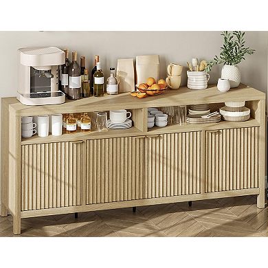 IDEALHOUSE 4-Door Fluted Sideboard Cabinet