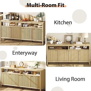 IDEALHOUSE 4-Door Fluted Sideboard Cabinet