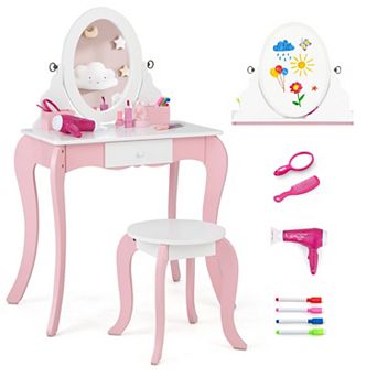 Kids Pretend Vanity Set with 360° Rotating Mirror and Accessories
