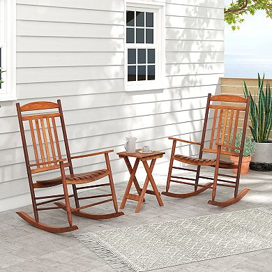 3 Piece Outdoor Poplar Wood Rocking Bistro Set with Table
