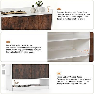 7-Tier Shoe Storage Cabinet with 4 Adjustable Shelves and Umbrella Stand