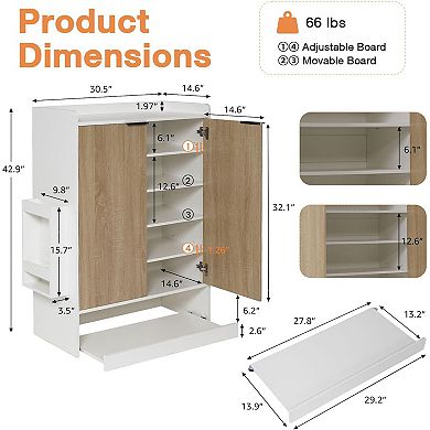 7-Tier Shoe Storage Cabinet with 4 Adjustable Shelves and Umbrella Stand