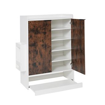7 tier Shoe Storage Cabinet with 4 Adjustable Shelves and Umbrella Stand