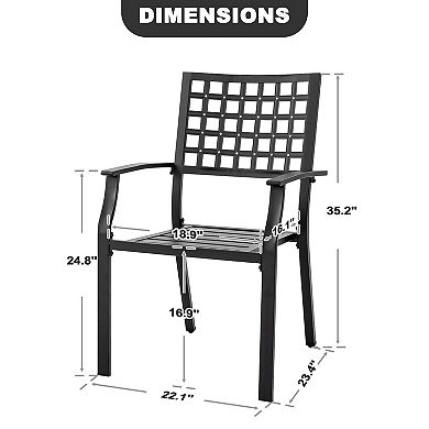 Outdoor 4-Piece Dining Chair Set, Stackable Design, Powder-coated Iron Frame, Black