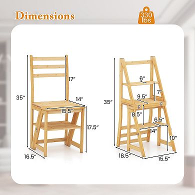 3 in 1 Multifunctional Ladder Chair Display Plant Stand for Library Kitchen or Office