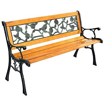 49.5-Inch Patio Garden Park Bench with Decorative Backrest