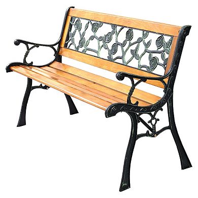 49.5-Inch Patio Garden Park Bench with Decorative Backrest