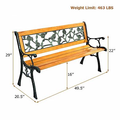 49.5-Inch Patio Garden Park Bench with Decorative Backrest
