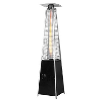 Outdoor 48,000 BTU Pyramid Propane Gas Patio Heater with Wheels, Black